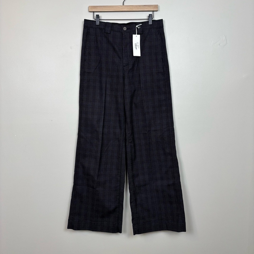AG Pants 29 Black Blue Tailored Devin High Rise Ultra Wide Leg Adriano Goldschm